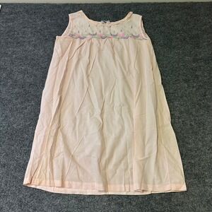 Tom Girl Nightgown Womens Size M Pink Cotton Vintage Embroidered Sleeveless Lace
